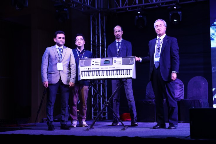 L-R - Rehan Siddiqui, Business head, Mr Hisayoshi Matsui GM Musical instruments, Mr Masayuki Imanishi- Director Sales and Marketing, Mr Takashi Haga- MD Yamaha Music India
