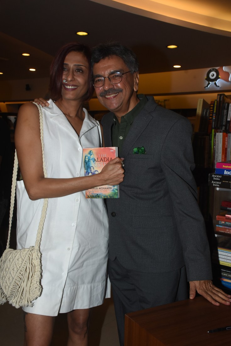 Achint Kaur and Khalid Mohamed at the launch of Khalid Mohamed’s debut novel ‘The Aladia Sisters’, an Om Books International publication