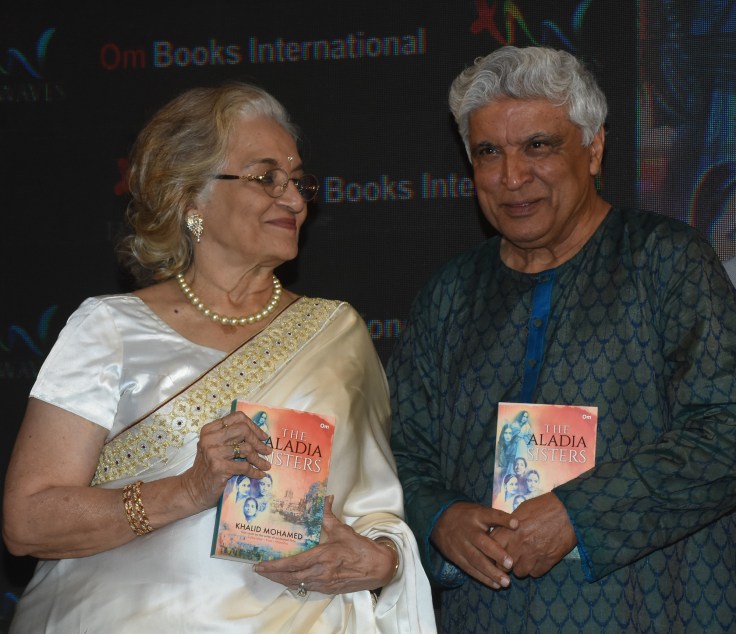 Asha Parekh and Javed Akhtar at the launch of Khalid Mohamed’s debut novel ‘The Aladia Sisters’, an Om Books International publication